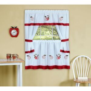 Achim Home Furnishing Gala Window Kitchen Curtains 3-Piece Embellished Cottage